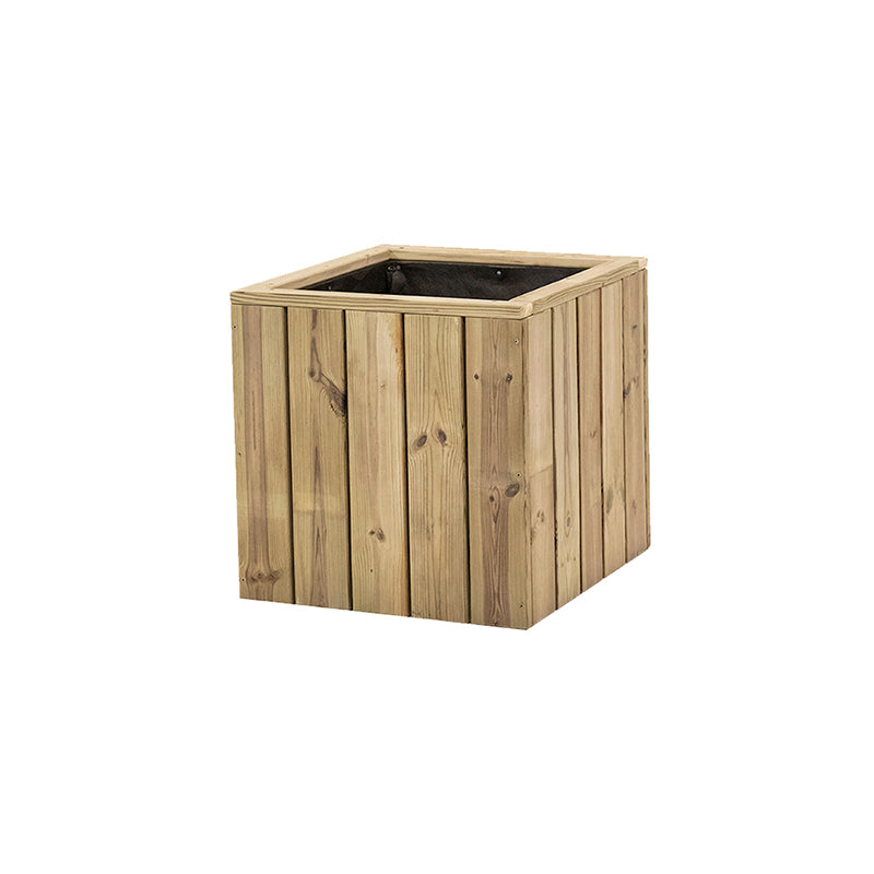 Jardinera de madera cuadrada Atrium de 50 cm, ideal para cultivar plantas en espacios exteriores.