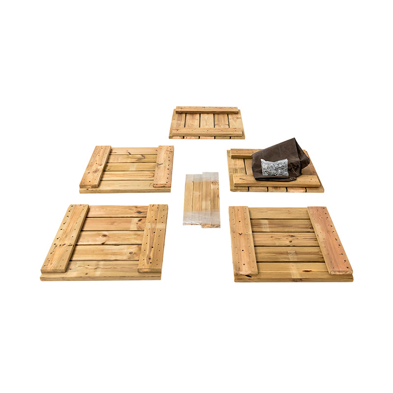 Jardinera de madera cuadrada Atrium, dimensiones 50x50x50 cm, ideal para cultivo de plantas en espacios exteriores.