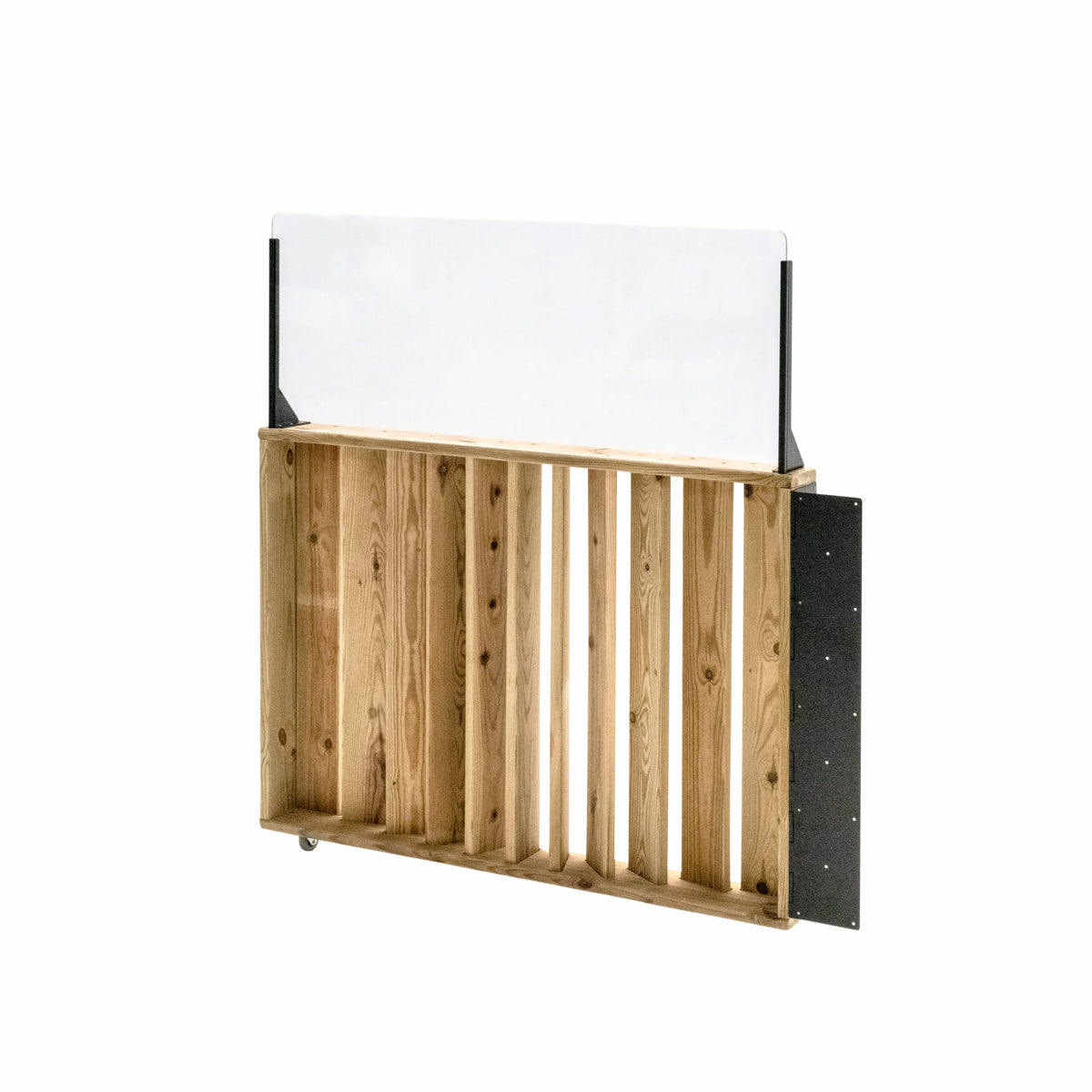 Barandilla abatible de madera, dimensiones 100x12x120 cm, ideal para separar espacios en hosteleria y colectividades.