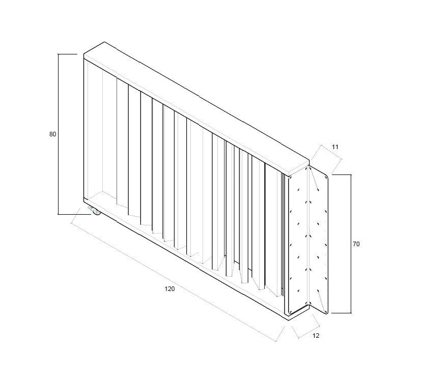 Barandilla abatible de madera, ideal para separar espacios en terrazas y áreas de hostelería. Medidas 120x12x80 cm.