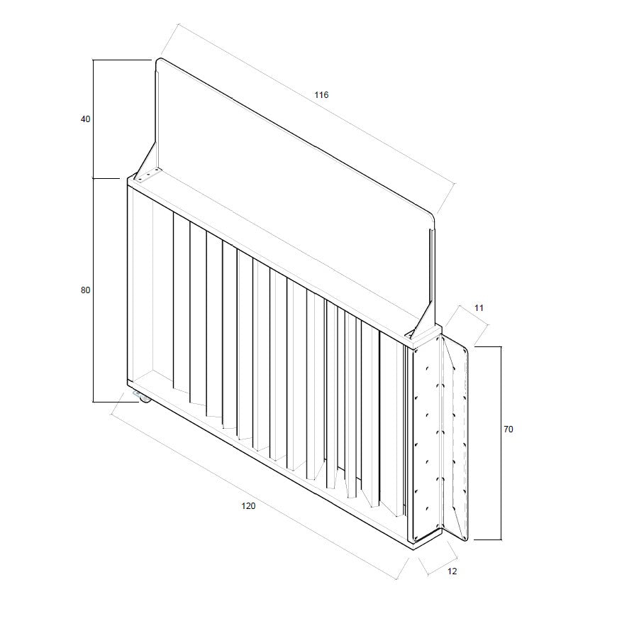 Barandilla abatible de madera, ideal para separar espacios en terrazas y areas de hosteleria. Medidas 120x12x120 cm.
