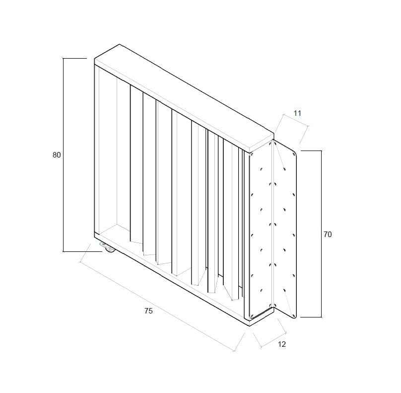 Barandilla abatible de madera de 75x12x80 cm, ideal para separar espacios en colectividades y hostelería.