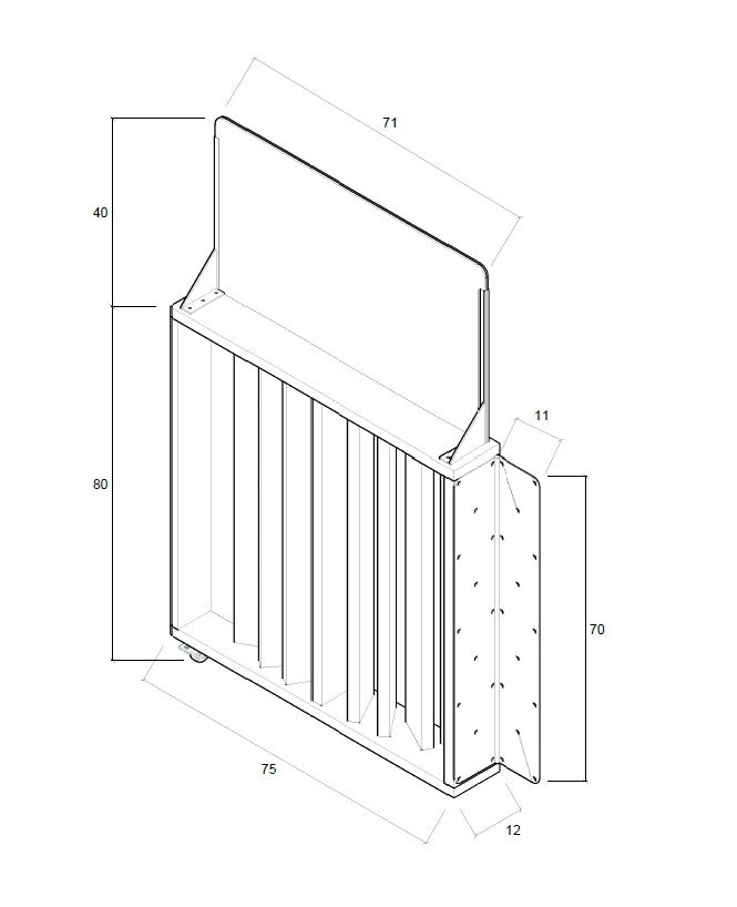 Barandilla abatible de madera de 75x12x120 cm, ideal para separar espacios en colectividades y hostelería.