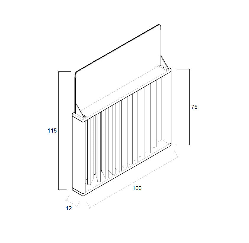 Barandilla fija de madera de 100x12x115, ideal para separar espacios en terrazas y áreas de hostelería.