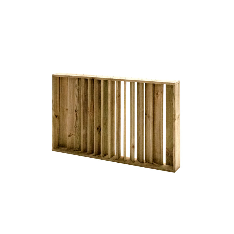 Barandilla fija de madera de 120x12x75 cm, ideal para separar espacios en colectividades y hostelería.