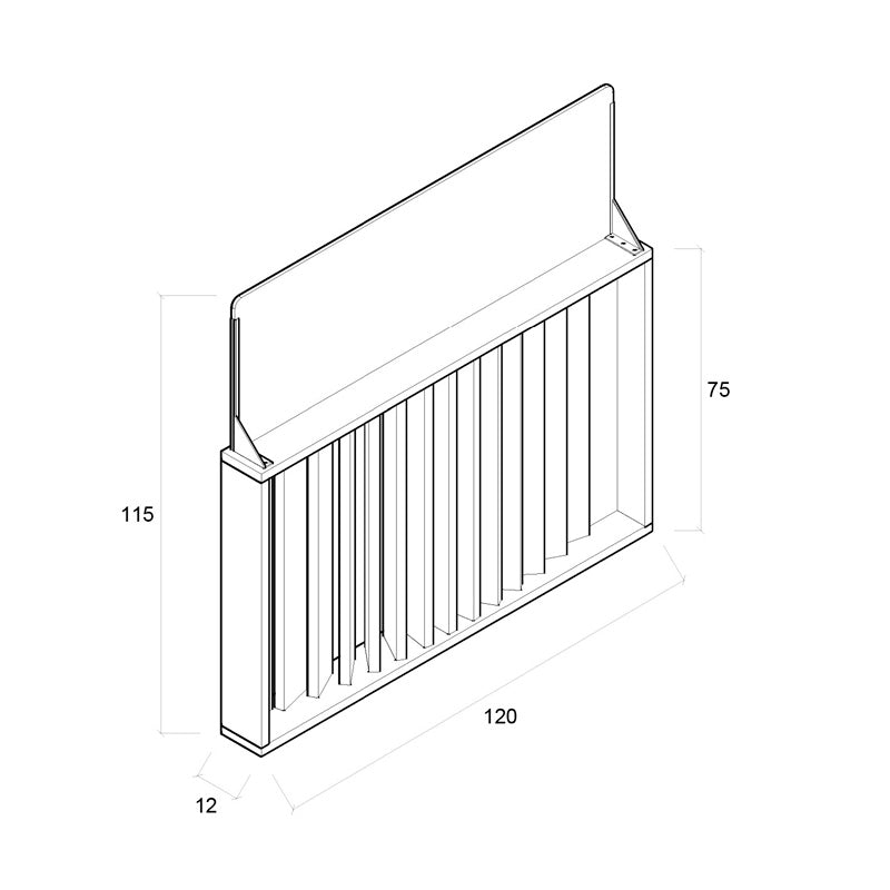 Barandilla fija de madera de 120x12x115 cm, ideal para separar espacios en terrazas y áreas de hostelería.