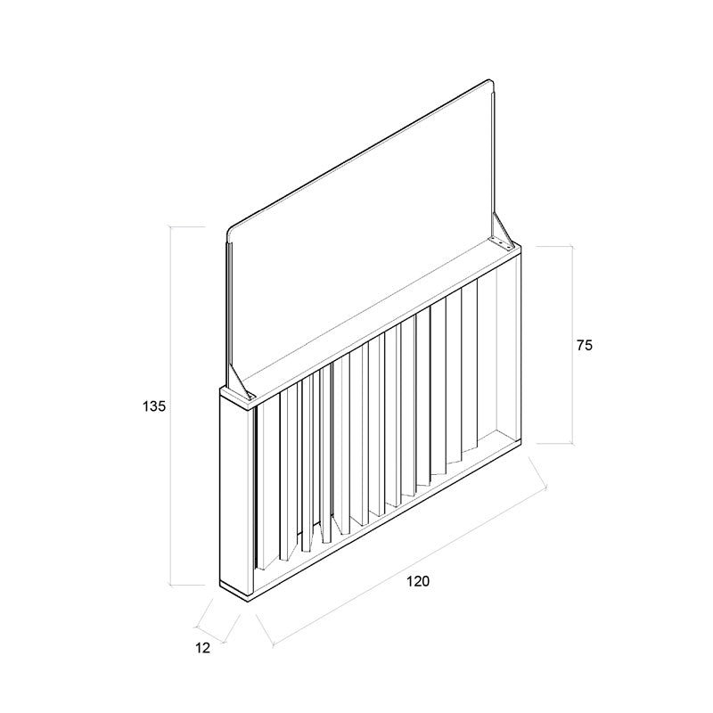 Barandilla fija de madera de 120x12x135 cm, ideal para separar espacios en colectividades y terrazas.