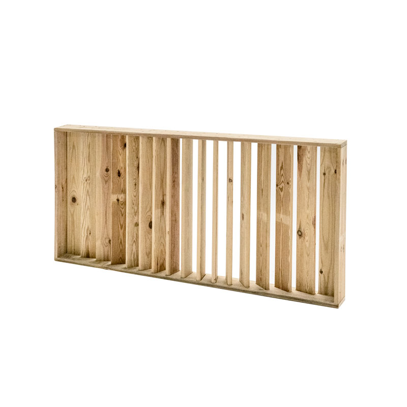 Barandilla fija de madera de 150x12x75 cm, ideal para separar espacios en hostelería y terrazas.