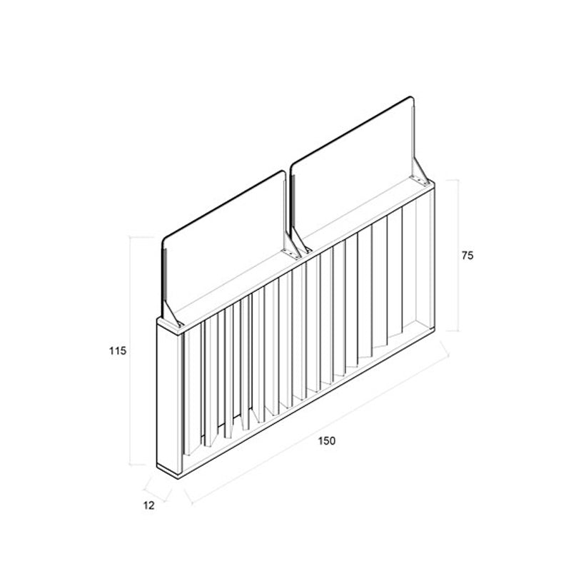 Barandilla fija de madera de 150x12x115 cm, ideal para separar espacios en exteriores y mejorar la seguridad.