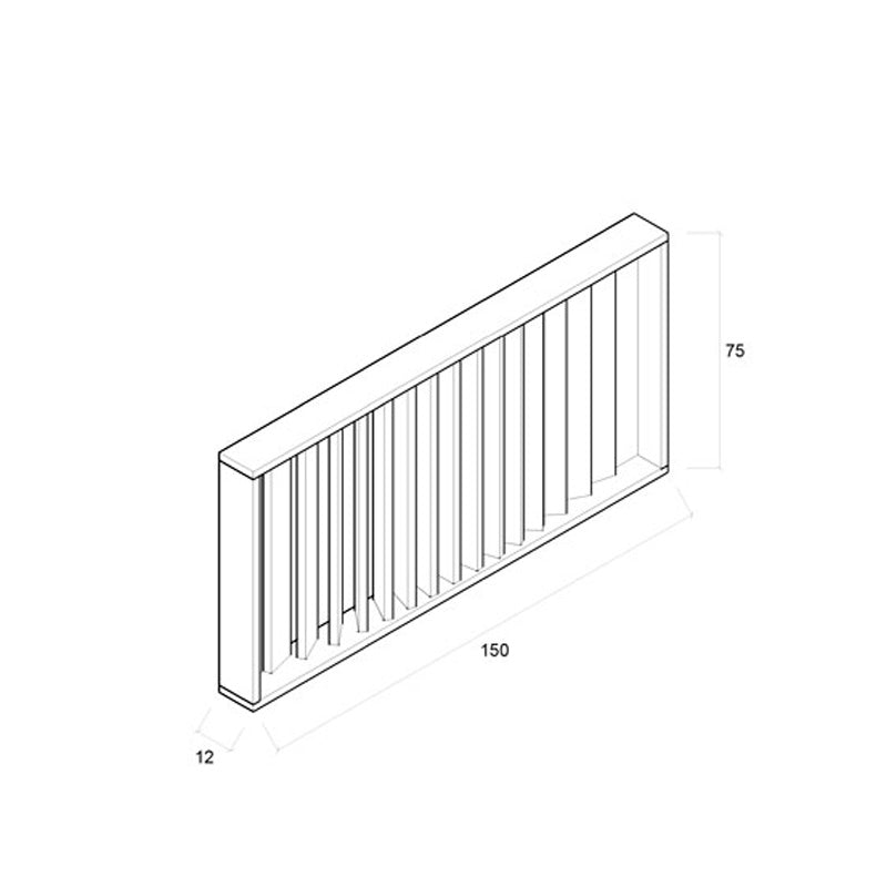 Barandilla fija de madera de 150x12x75 cm, ideal para separar espacios en terrazas y áreas de hostelería.