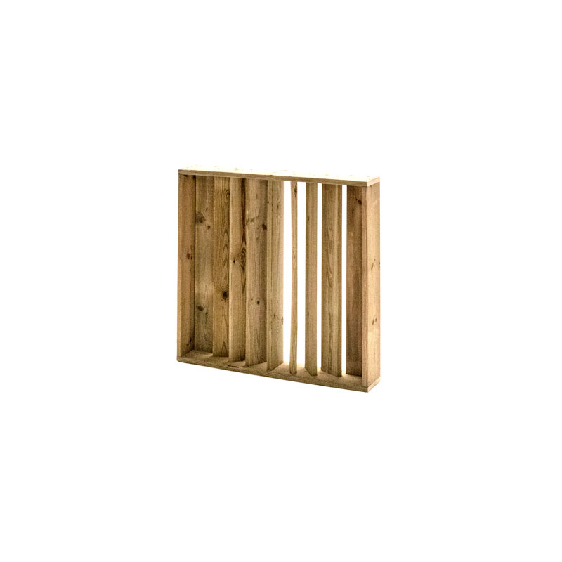 Barandilla fija de madera, dimensiones 75x12x75 cm, ideal para separar espacios en colectividades y hostelería.