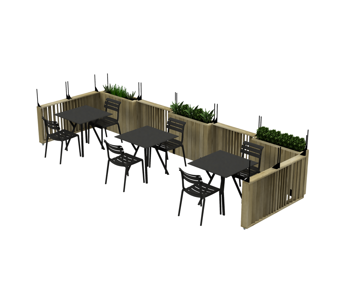 Barandilla fija de madera de 75x12x115 cm, ideal para separar espacios en colectividades y hostelería.