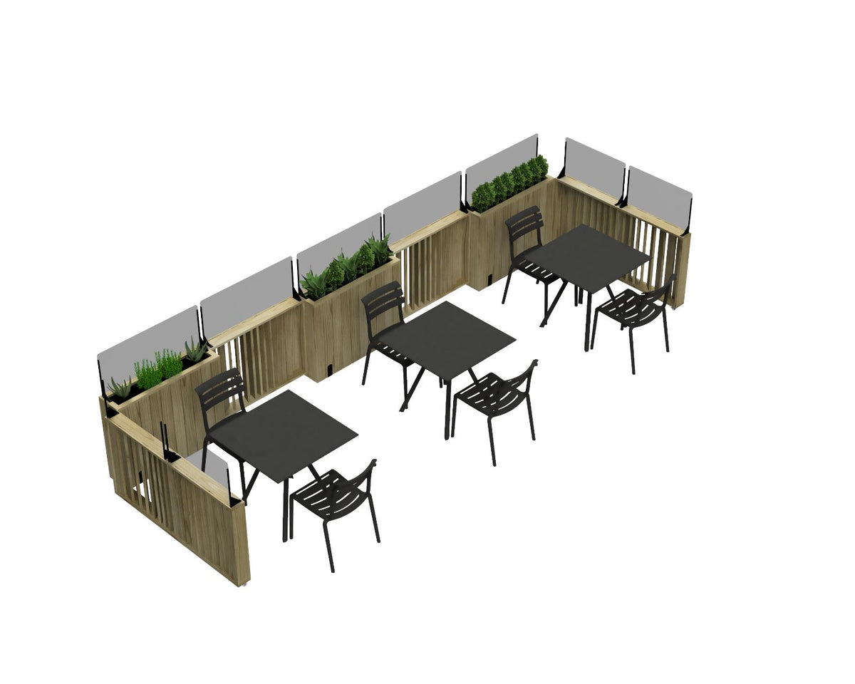 Barandilla abatible de madera, ideal para separar espacios en colectividades y terrazas. Medidas 75x12x120 cm.