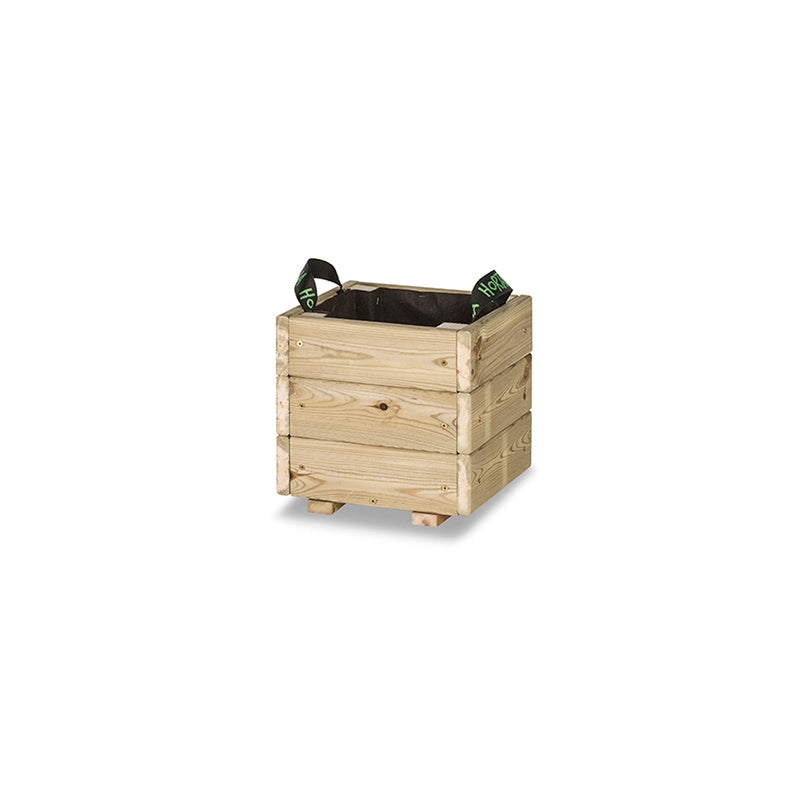 Jardinera cuadrada Pun KD de 30x30x30 cm, ideal para cultivar plantas y flores en espacios reducidos.