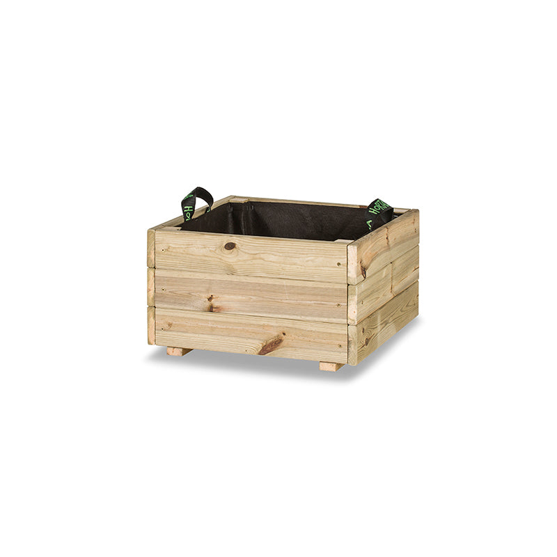 Jardinera cuadrada Pun de 50x50x30 cm, ideal para cultivar plantas en espacios exteriores.