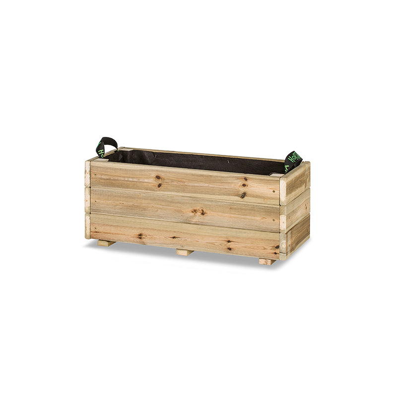 Jardinera rectangular Ghio de 70x30x30 cm, ideal para cultivar plantas en espacios exteriores.