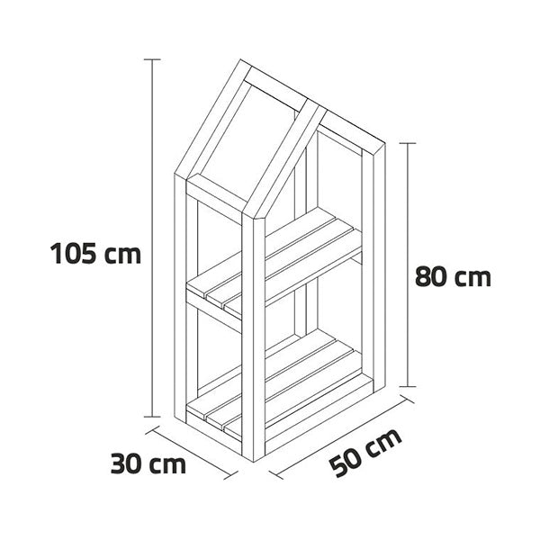 Estantería de madera Campanile Indoor S, ideal para decoración y almacenamiento en interiores, medidas 105x30x50 cm.