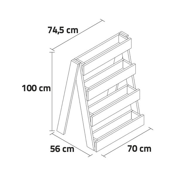 Jardinera vertical Stand Line Island 4B de 100 cm de altura y 28 L de capacidad, ideal para cultivo en espacios reducidos.